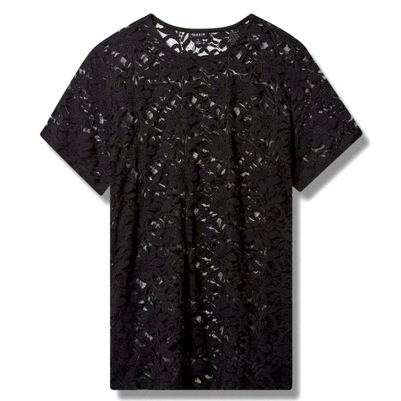 Torrid Tops - Sheer Stretch Lace Crew Neck Tee- Torrid